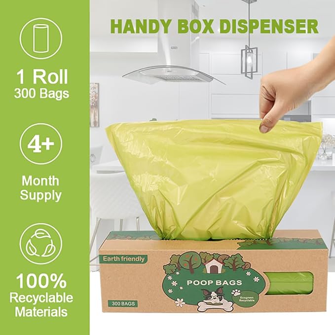 Dog Poop Bags-300 Bags per Roll, 2 Pack, 600 Bags, Cat Litter Waste Bags, Fit Most Scooper, Durable Big Dog Poop Bags, Easy Dispensing and Grab