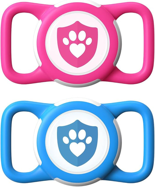 2 Pack Waterproof AirTag Dog Collar Holder for Apple Tracker Rose Red&Blue