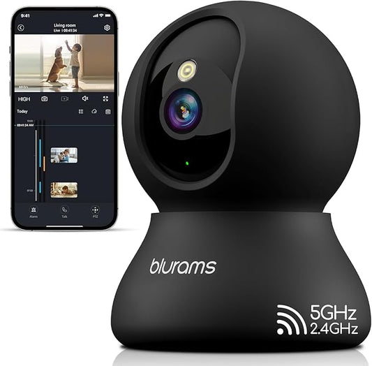 blurams Indoor Camera, 2K Pet Camera 360° Cameras for Home Security with Phone App, Motion Tracking, 2-Way Audio, IR Night Vision, Siren, Compatible with Alexa & Google Assistant