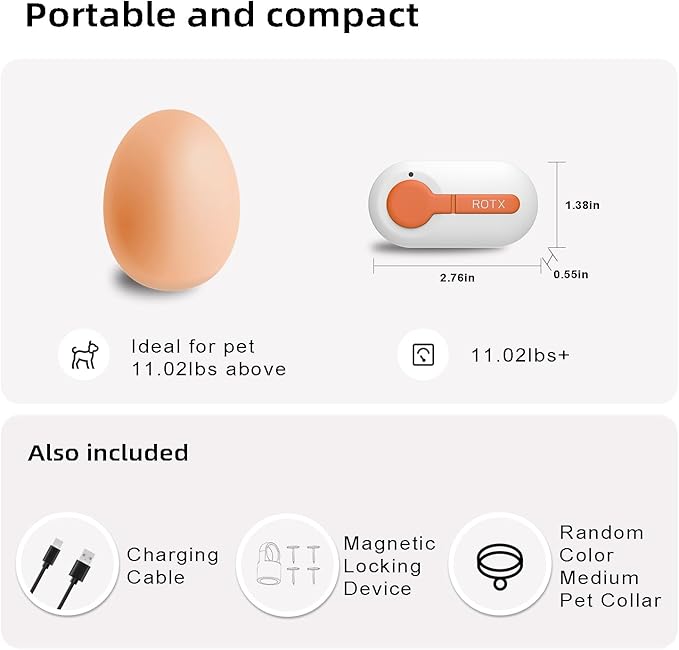 ROTX Dog GPS Tracker Real-time Tracker Alerts Virtual Fence Location for Pet Over 11.06lbs Dog Cat Collar Attachment of Random Color Subscription Required Waterproof IP67 Health & Wellness White