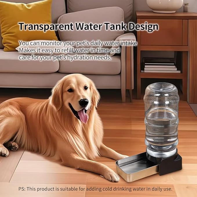 PAKEWAY Automatic Stainless Steel Pet Waterer, Gravity Water Bowl 1.5 Gal/5.7L Large Capacity Dispenser for Cats & Small to Medium Dogs (3 Filters)