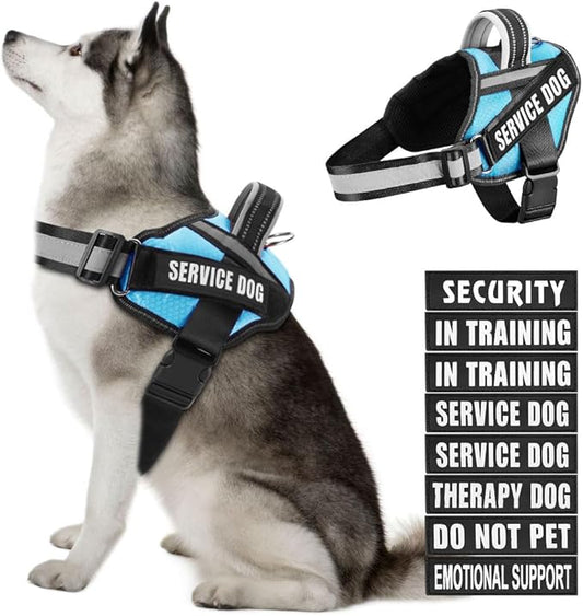 Dog Vest Harness and Patches Set, Animire in Training Service Dog Harness with 10 Dog Patches, Reflective Dog Vest with Handle for Small, Medium, Large, and Extra-Large Dogs