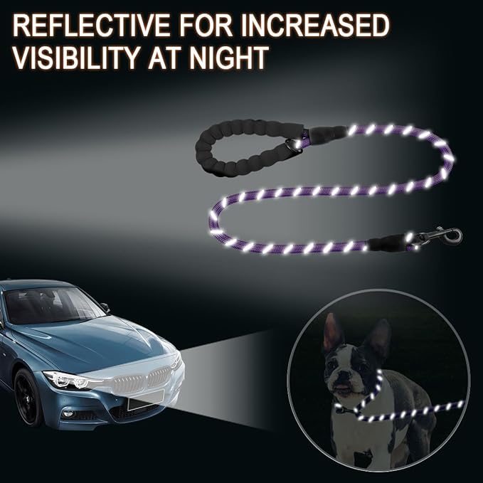 BARKBAY Dog Leashes for Large Dogs Heavy Duty Dog Leash 4/5/6 FT with Comfortable Padded Handle and Highly Reflective Threads for Medium Large Dogs Walking Training Running (4FT-1/2'',Purple)