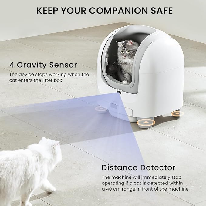 PET MARVEL C1 Self-Cleaning Cat Litter Box, Large 70L Automatic Litter Box for Multiple Cats up to 22 lbs, Smart App Control with Health Monitoring, 4-Layer Safety System, Open-Top Design