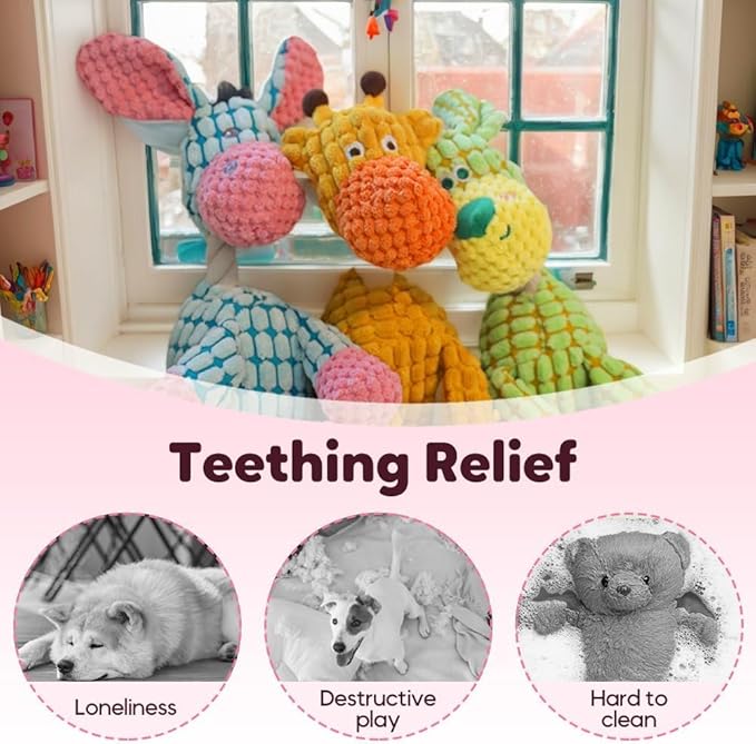 Indestructible Dog Toy - 2026 New Durable Stuffed Squeaky Dog Chew Toys,Dogs Plush Toy for Aggressive Chewers, for Small, Medium&Large Dogs and Puppies,Indoor Teething (4pcs)