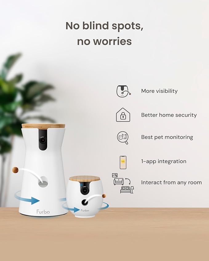 Furbo 360° Dog Camera + Mini 360° Cam [New Subscription Required at Setup] 2-Camera Bundle Nanny Pro Subscription: Dog Safety Alerts, Pet Camera with Speaker, Phone App & Night Vision