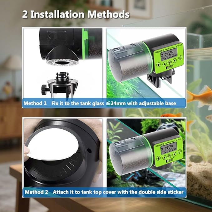 Automatic Fish Feeder for Aquarium Vacation, 200ML Large Capacity Auto Fish Food Dispenser with Timer Display for Small Tank Turtle Betta Koi, Big Aquariums & Pond