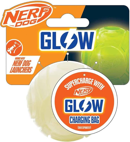 Nerf Dog Tennis Ball Blaster Dog Toy white, 2.5 Inch Glow Reload Ball