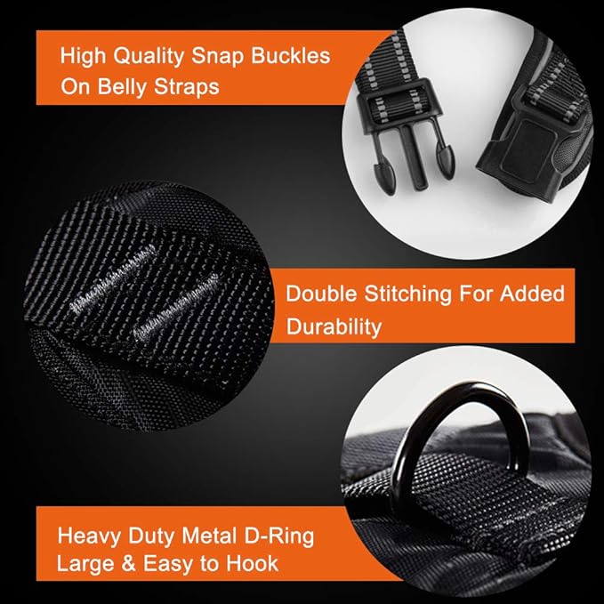 PHOEPET Reflective Dog Harness No Pull Large Breed Vest with 2 Metal Leash Attachment Hooks(XL, Red)