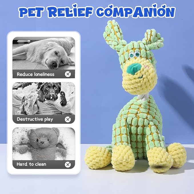 Indestructible Dog Toys,2026 New Dogs Plush Toy for Aggressive Chewers,Stuffed Toys Dogs Squeaky Durable Chew Toy for Indoor Pups Teething (Donkey)