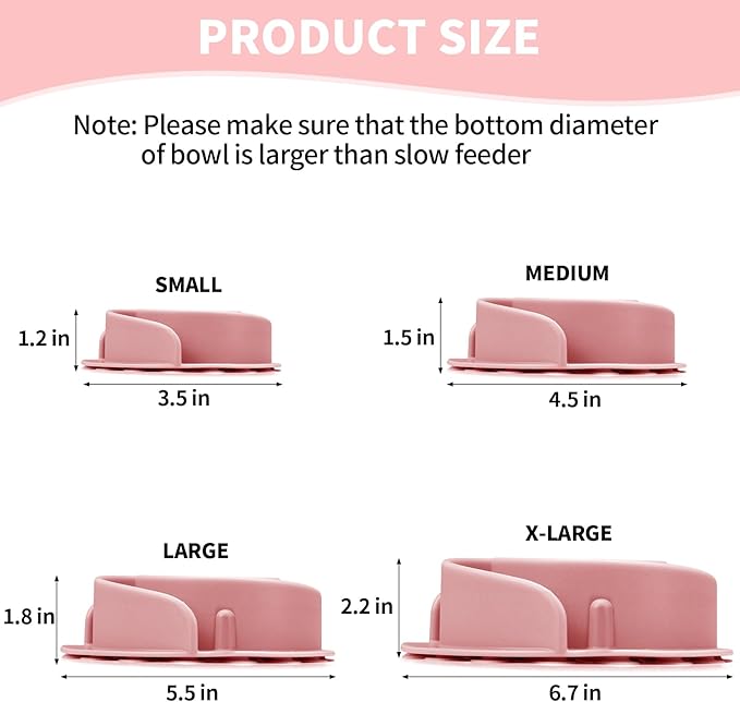 Slow Feeder Dog Bowls Insert, Bestalk Soft Silicone Slow Eating Feeder Insert with Suction Cups for Small, Medium and Large Dogs, Fit into Basic and Elevated Dog Bowls, Pink