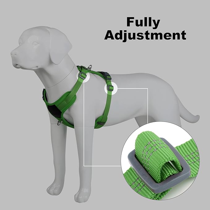 Plutus Pet No Pull Dog Harness, Release at Neck, Soft Padded, Reflective Adjustable Dog Vest Harness for Small, Medium, Large Dogs(Green, S)