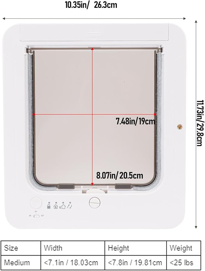 Vikye Electronic Pet Door, Automatic Sensing Smart Collar - Activated Dog or Cat Entry for Kitty Kittens, Easy Installation & Space - Saving Design, White