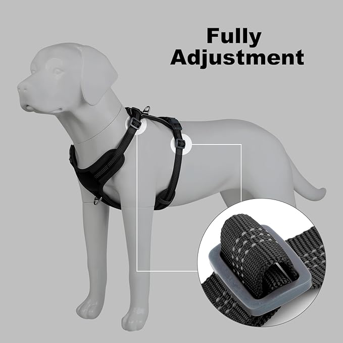 Plutus Pet No Pull Dog Harness, Release at Neck, Soft Padded, Reflective Adjustable Dog Vest Harness for Small, Medium, Large Dogs(Black, XL)