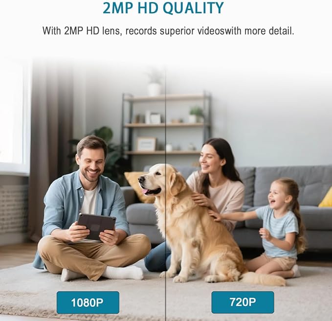 Two Way Video Camera,Indoor Home Security Cameras Baby Monitor Pet Dog Camera with Phone App,Motion for Elderly/Nanny/Pet/Dog/Baby,Audio Calling Device Pan Til,Motion Detection