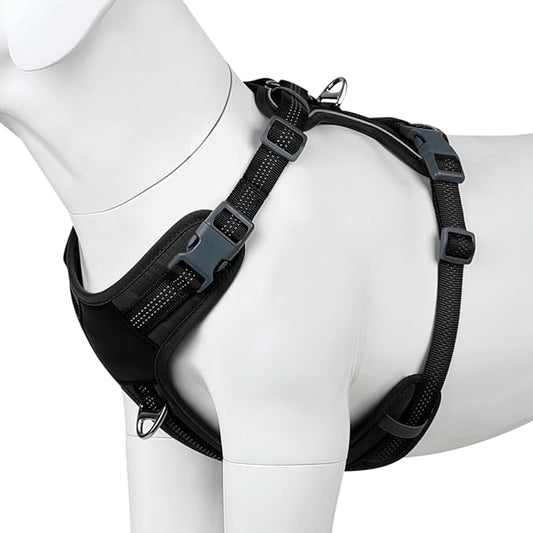 Plutus Pet No Pull Dog Harness, Release at Neck, Soft Padded, Reflective Adjustable Dog Vest Harness for Small, Medium, Large Dogs(Black, XS)