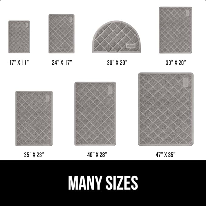 GORILLA GRIP Cat Litter Box Mat, Water Resistant, US Designed Kitty Litter Trapping Mats, Easy to Clean, Scatter Control, Less Mess and Clean Floors, Kitten Supplies for Indoor Cats, 24x17 Gray