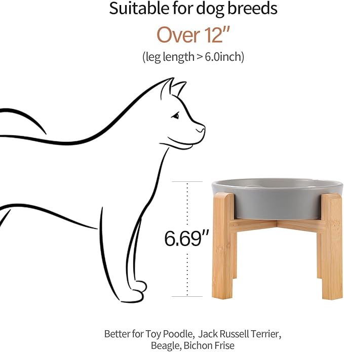 Grey Ceramic Slow Feeder Dog Bowl for Medium and Large Breed,Elevated/Raised 1.5 Cup 8.26 in Slow Feeding Bowl,Puzzle Dog Food Bowl for Fast Eater,Maze Dish for Fast Eater