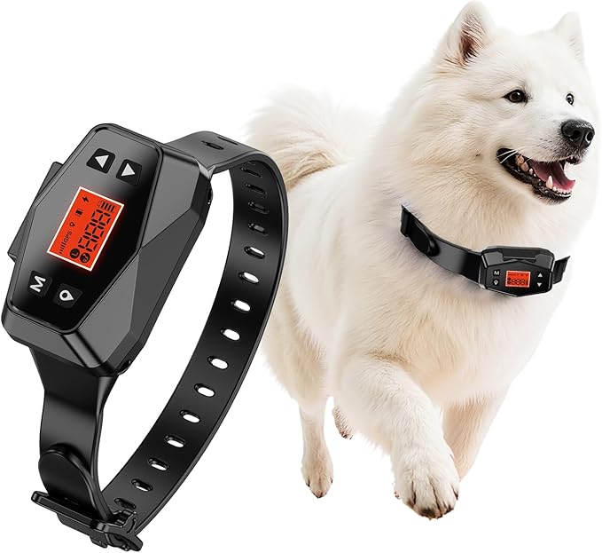 Wireless Dog Fence System, Dog Fence Outdoor for Yard, GPS Dog Collar IPX7 Waterproof, 33–999 Yd Adjustable Boundary, Auto Memory Setting,Vibration & Shock Collar for Dogs