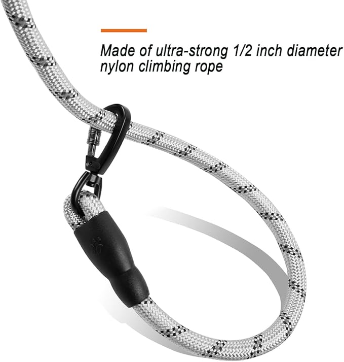 BARKBAY Dog Leashes for Large Dogs Heavy Duty Dog Leash 4/5/6 FT with Comfortable Padded Handle and Highly Reflective Threads for Medium Large Dogs Walking Training Running (5FT-1/2'',Gray)