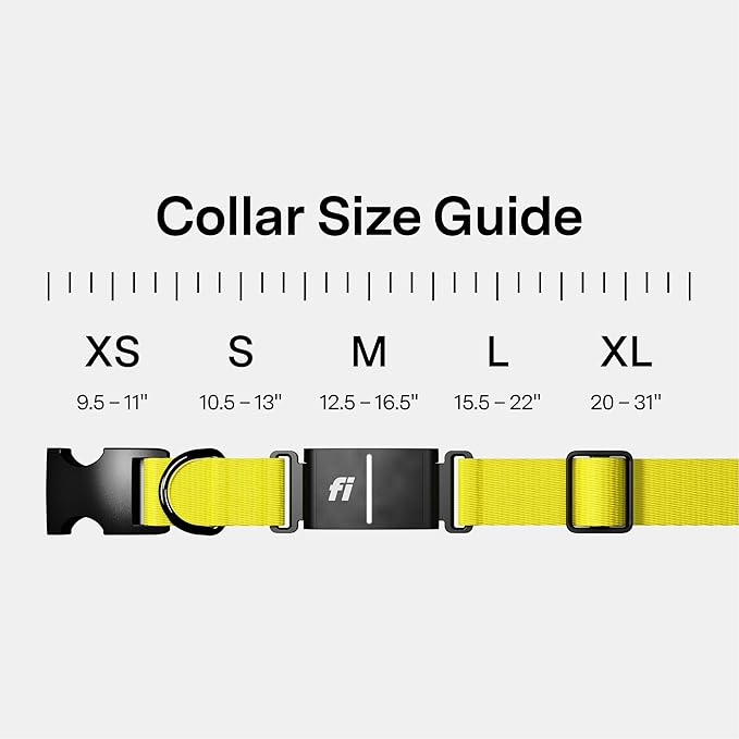 New Fi Series 3+ Smart Dog Tracker Collar [6 Month Membership Included] GPS Tracker for Dogs with Health & Behavior Monitoring, Escape Alerts, Waterproof, LED, Apple Watch Compatible (Yellow, Small)