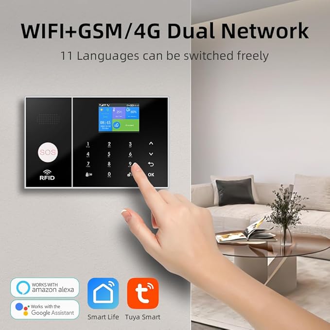 YBJ Wireless Alarm System for Home Security,DIY 4G Smart Home Alarm System with APP Alert, 24-Piece-Kit (Motion Detector,Door Window Sensor,Siren,Remote Control),Work with Alexa and Google Assistant