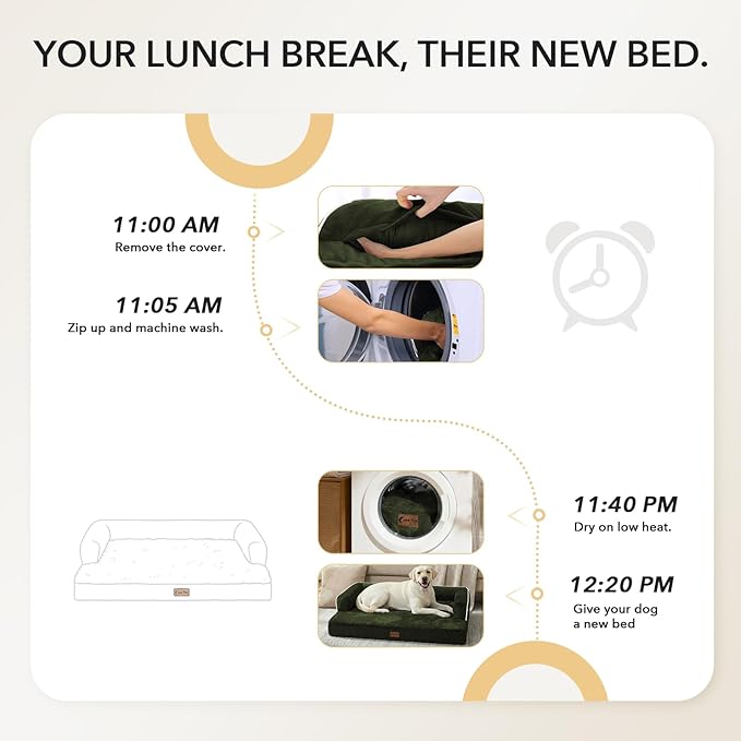 Orthopedic Dog Beds for Extra Large Dogs, Waterproof Egg Crate Foam XL Dog Bed with Sides 41x27Inch, Washable Big Dogs Couch Beds with Removable Cover and Nonskid Bottom, Olive Green