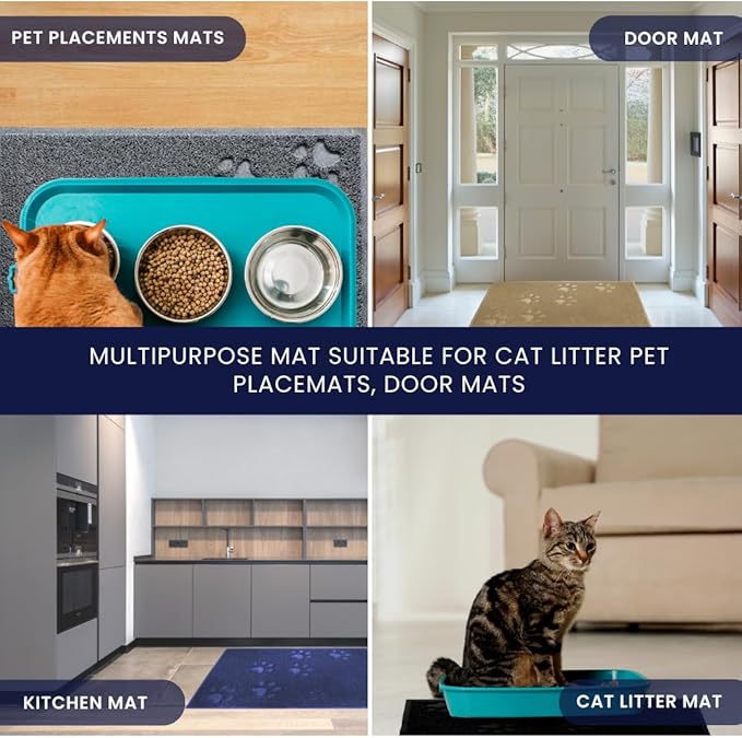 Andalus Extra Large Cat Litter Mat, Pack of 1 - Waterproof, Non-Slip & Easy to Clean Cat Litter Box Mat for Extra Efficient Pet Litter-Trapping, Blue (35” X 23”)