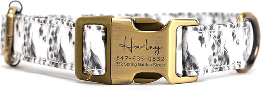 Personalized Dog Collar with Name and Phone Number Engraved,Adjustable Custom Puppy Collar,Organic Cotton Pet Collar for Small Medium Large Boy Girl Dogs