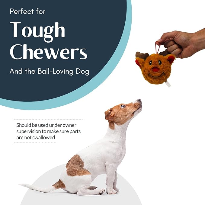 Flourish Pets 2 in 1 Christmas Multi-Layer Chew Toy for Active Dogs | Non-Toxic BPA Free Double Stitched Soft Fabric and Long-Lasting Dog Plush Toys - Christmas 3.5" (2 Pack)