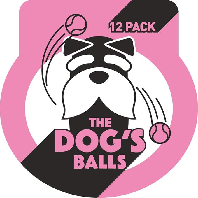 The Dog's Balls, Dog Tennis Ball, Pink 12-Pack, Strong Toy for Agility Training, Puppy Training, Play, Exercise & Fetch, 2.5 Inch Diameter