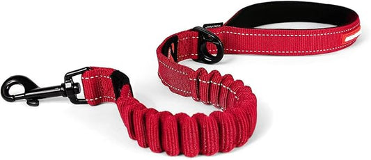 EzyDog Zero Shock Dog Leash - Shock Absorbing Bungee Leash for Dogs That Pull or Excite - Dual Handle and Reflective for Large, Medium, or Small Dogs (25-inch, Red)
