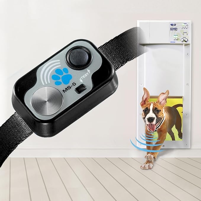 MS-5 Designer Series, Premium Performance Automatic Pet Door Collar by High Tech Pet Brand - Class A Battery Included - Stylish Design - Waterproof - Rugged - USA Support (Black)