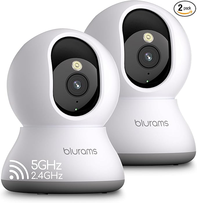 blurams 5G Cameras for Home Security, 2K Pet Camera with Phone App, 360° PTZ Indoor Camera w/Dual-Band WiFi6, Free Human/Motion/Sound Detection, 2-Way Talk, Night Vision, Compatible with Alexa, 2Pack