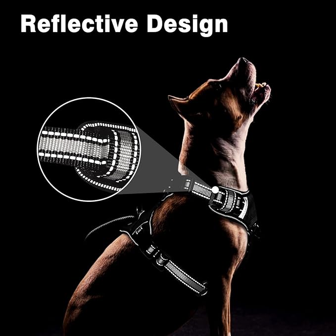 WINSEE Service Dog Vest No Pull Dog Harness with 7 Dog Patches, Reflective Pet Harness with Durable Soft Padded Handle for Training Small, Medium, Large, and Extra-Large Dogs (Small, Black)