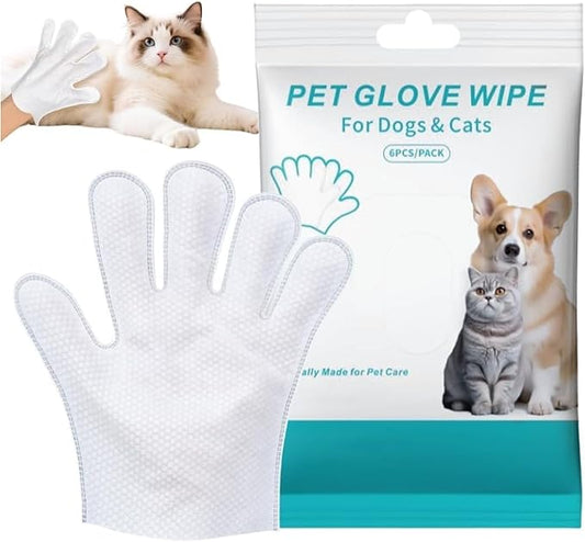 6 PCS Rinse Free Dog Shampoo Mitts, Waterless Dog Shampoo Mitts, Hypoallergenic Pet Bath Wipes Perfect for Dogs, Suitable for Daily Care and Travel