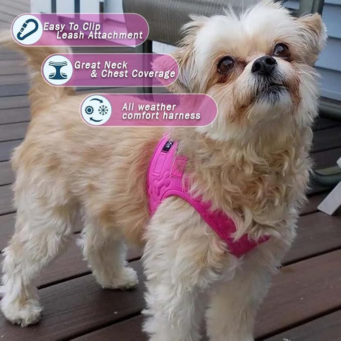Comfort Fit Dog Harness No Pull No Escape Harness Adjustable Buckles Extra Comfort Soft Padded Choke Step In Dog Vest with Easy Control Handle for Small Medium Large Dogs & Puppies Inside Velvet Plush