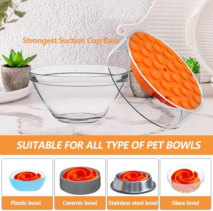 Slow Feeder Dog Bowls Insert, Animire Soft Silicone Slow Eating Dog Food Bowl for Small, Medium and Large Dogs, Compatible with Regular and Elevated Bowls