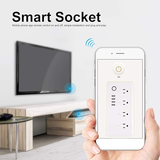 US 120V Smart Plug Compatible with Alexa and Home &IFTTT, Outlet Power Strip with 4 USB Support App Remote Control