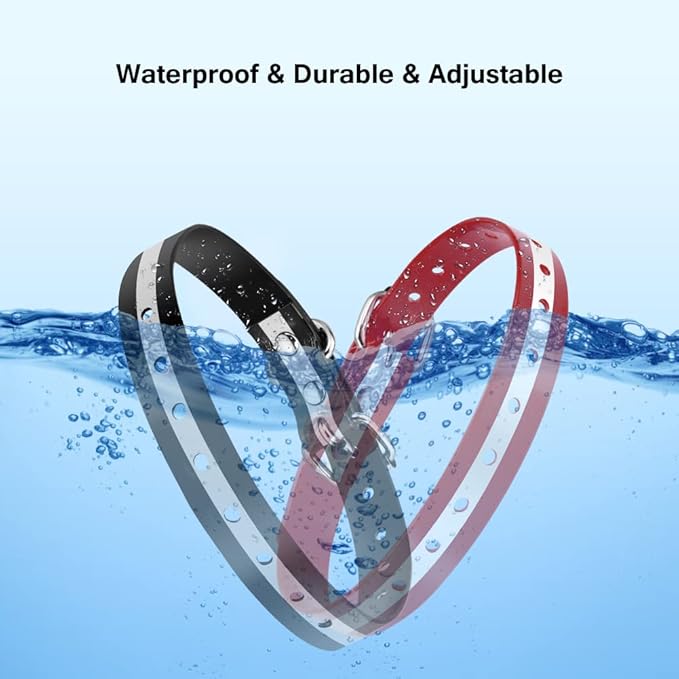 PetJoy Dog Collars Strap, Replacement Collar for Shock Reflective Collar, Adjustable Classic Dog Collar Strap for All Varieties Small Medium Large Dogs (Black & Red)