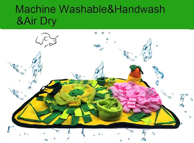 Dogs Snuffle Mat Pet Feeding Mats Puppy Sniffing Pad,Cat Doggies Interactive Puzzle Toys for Multiple Breeds Encourages Natural Foraging Skills,Training and Stress Release (Yellow)