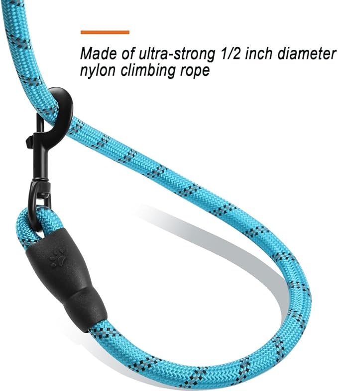 BARKBAY Dog Leashes for Large Dogs Heavy Duty Dog Leash 4/5/6 FT with Comfortable Padded Handle and Highly Reflective Threads for Medium Large Dogs Walking Training Running (6FT-1/2'',Blue)