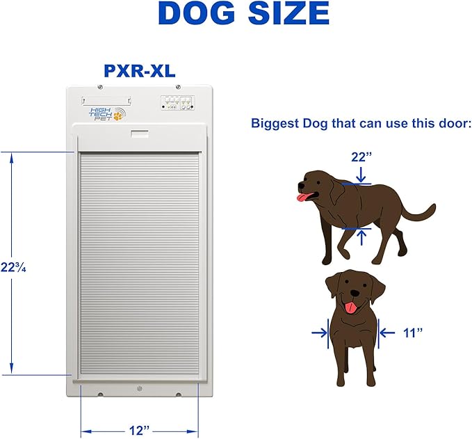 New, Power Pet Automatic ROLL UP Door by High Tech Pet Brand - Motorized Panel Rolls Up - Pet Operated - WiFi App Control - 24/7 Exit & Entry Timers - Airtight - Security Panel (Wall Mount, X-Large)