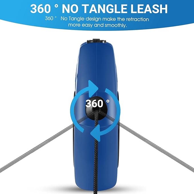 Retractable Dog Leash, 26 Ft Heavy Duty Pet Walking Leash for Small Medium Large Dogs up to 99lbs, Anti-Slip Handle, 360 ° No Tangle, Nylon Tape, One-Handed Brake (Blue)