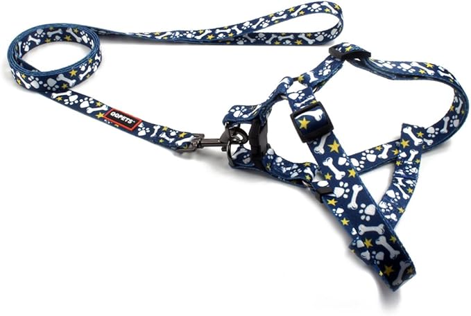 QQPETS Dog Harness Leash Set Adjustable Heavy Duty No Pull Halter Harnesses for Small Medium Large Breed Dogs Back Clip Anti-Twist Perfect for Walking (L(23"-32" Chest Girth), Bone)