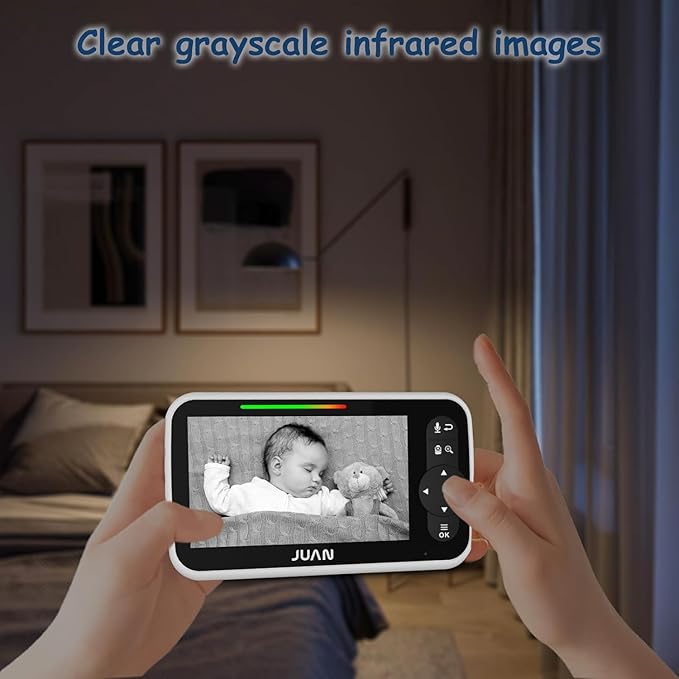 JUAN 5" Video Baby Monitor with 2 Cameras and Audio, 30-Hour Large Battery, Remote Control Cameras with Night Vision and Temprature Monitoring, Indoor and Outdoor, JA2216-2