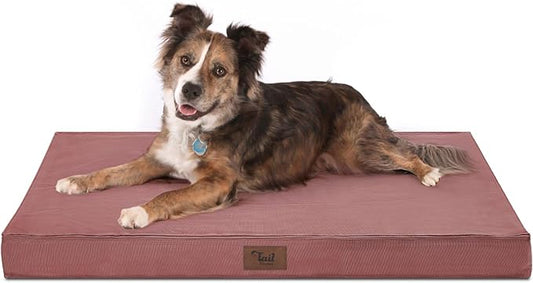 Outdoor Orthopedic Dog Bed, Waterproof Dog Bed for Large Dogs 36x27 Inch, Egg Crate Foam Pet Mat with Washable Removable Oxford Cooling Cover, Pink