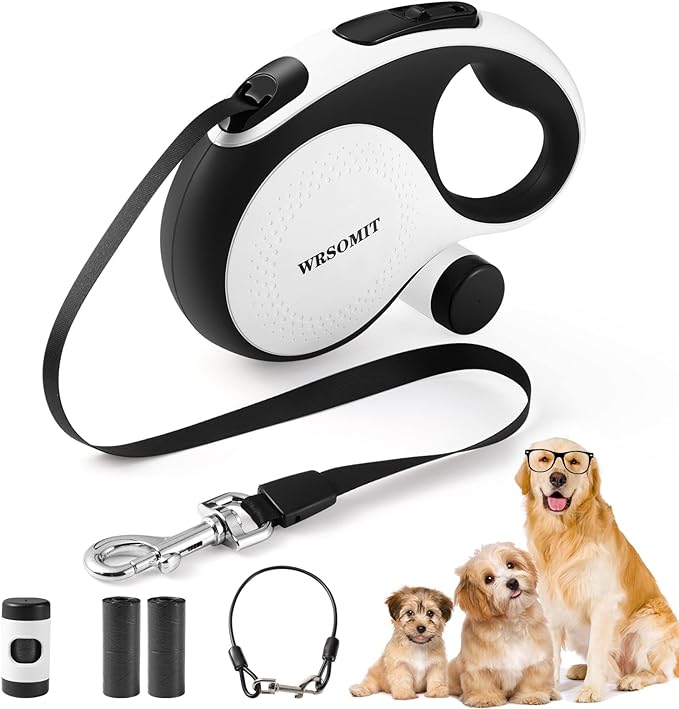 Retractable Dog Leash with Chew Proof Cable, 26Ft Heavy Duty Dog Leash for Medium Large Dogs up to 110lbs, 360° No Tangle, One-Handed Brake
