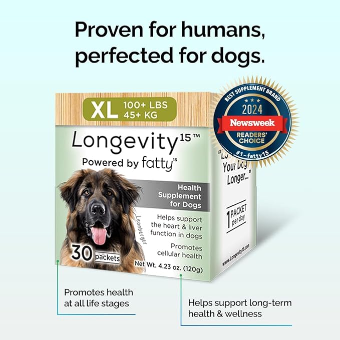 Yummy Combs Longevity15 – C15:0 – Fatty Acid Health Supplement for Dogs – Healthy Pet Supplies – for Extra Small Dogs, 1 Pack