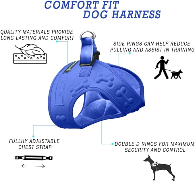 Comfort Fit All Weather Dog Harness No Pull Soft Padded Extra Comfort Step in Dog Harness with Adjustable Buckles Easy Control Vest Harness for Small Medium Large Dogs Inside Velvet Plush